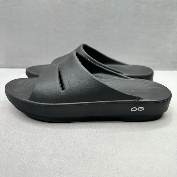 OOFOS OOahh Womens Size 10 Sandals Black Recovery Lightweight Comfort Slides - Picture 3 of 8
